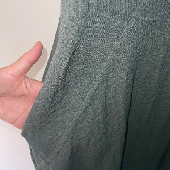 Cut Loose Womens Dress Size Small Green Faux Wrap Midi Pockets V Neck Casual - Picture 4 of 8